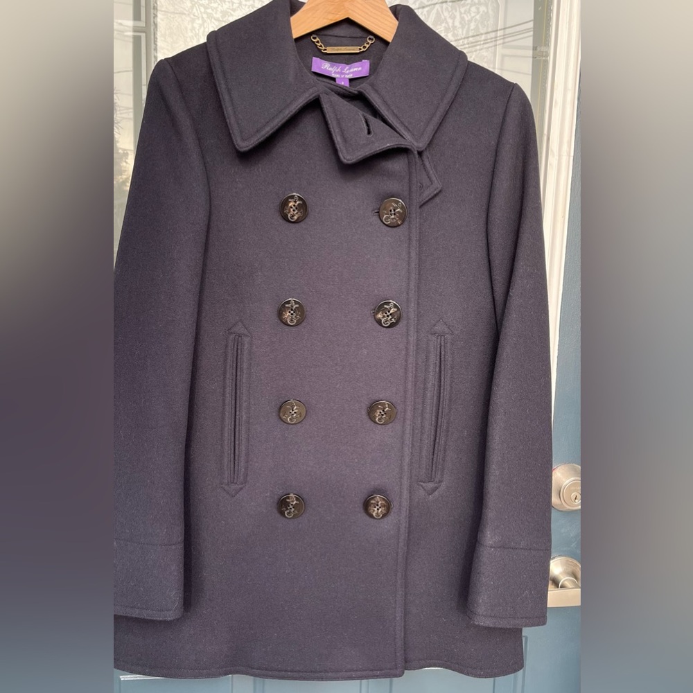 Ralph Lauren Purple Label Logan Double-Faced Wool-Cashmere Peacoat NWT Size 2
